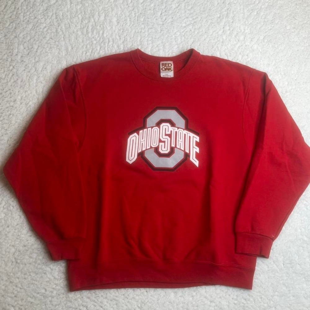 Y2K Ohio state men's red‎ crew neck sweatshirt collegiate buckeyes L